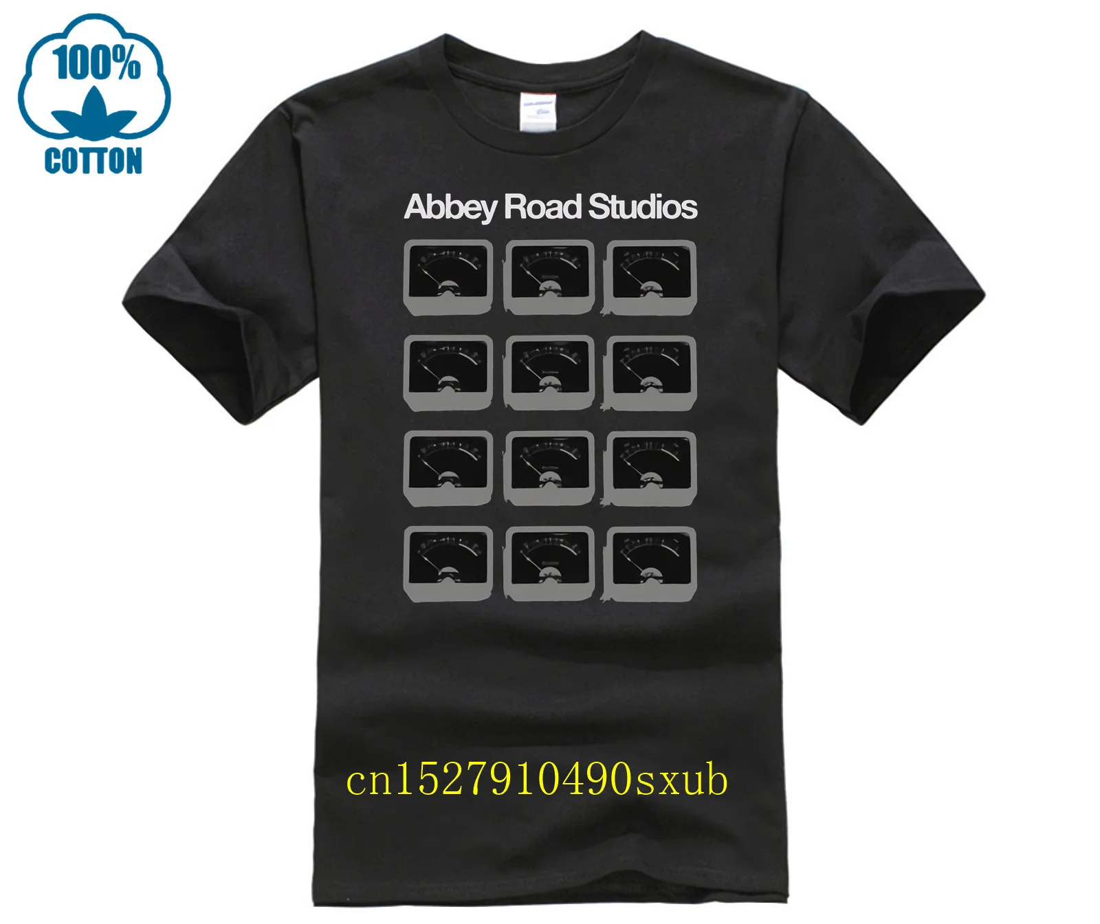Abbey Road Studio Vu Meters Maglietta Nera Da Uomo (Media)