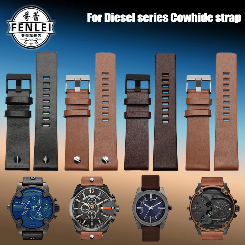 Cinturino In Pelle Di Mucca Per Bracciale Diesel Per Dz7312 Dz4323 Dz7257 Cinturino 22Mm 24 26Mm 28Mm 30Mm Cinturino In Vera Pelle Marrone