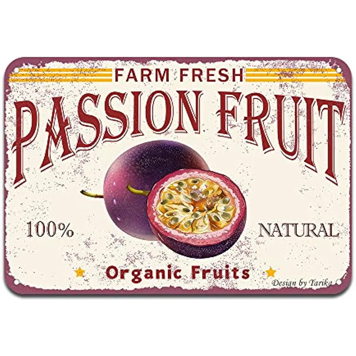 Farm Fresh Passion Fruit Nature Organic Fruit Iron Poster Painting Tin Sign Vintage Wall Decor Per Cafe Bar Pub Home Beer
