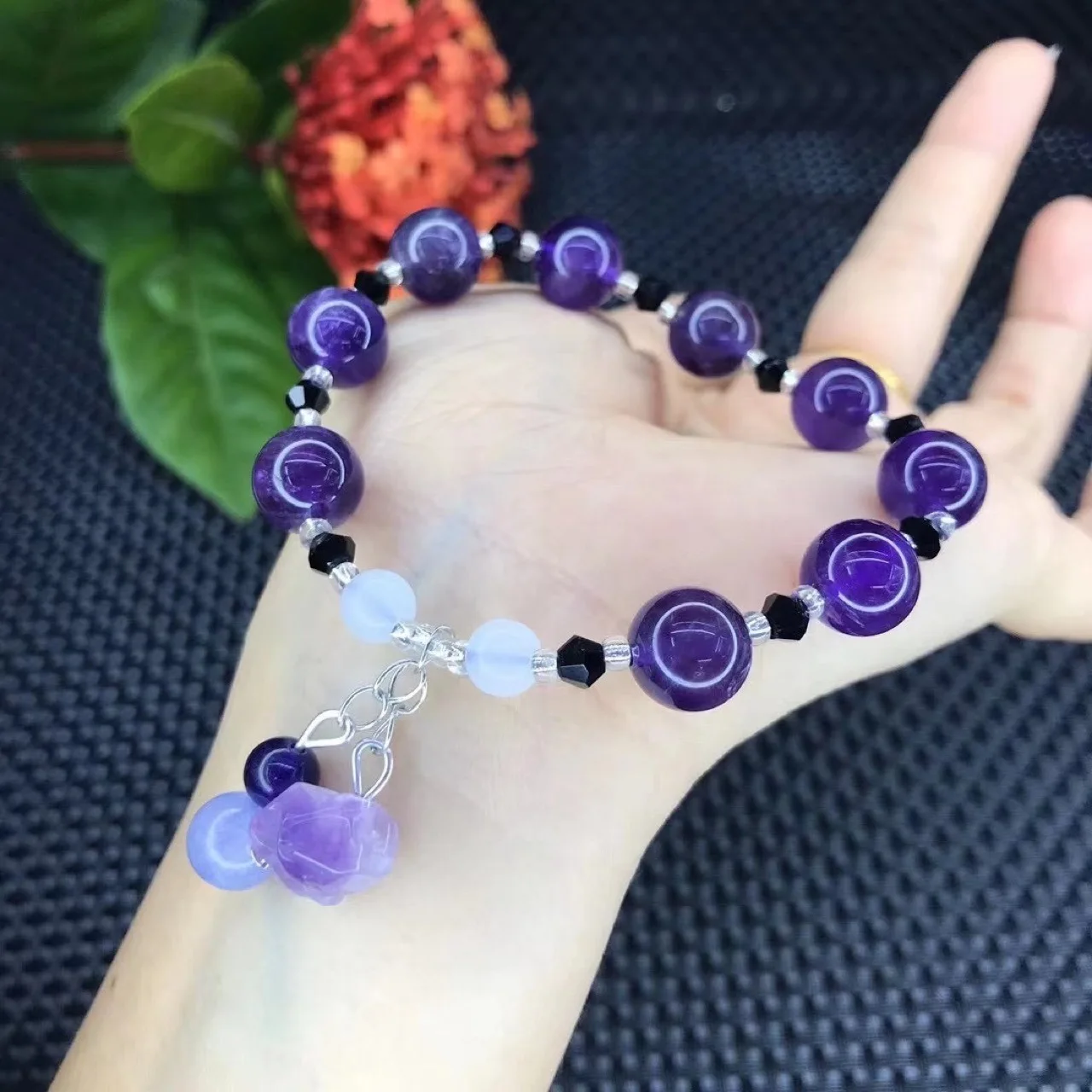 10Mm Braccialetto Di Perle Di Ametista Brasiliana Naturale Colore Bellissimo Viola Lavanda Ametista Ciondolo Reiki Guarigione Energia Bracciali