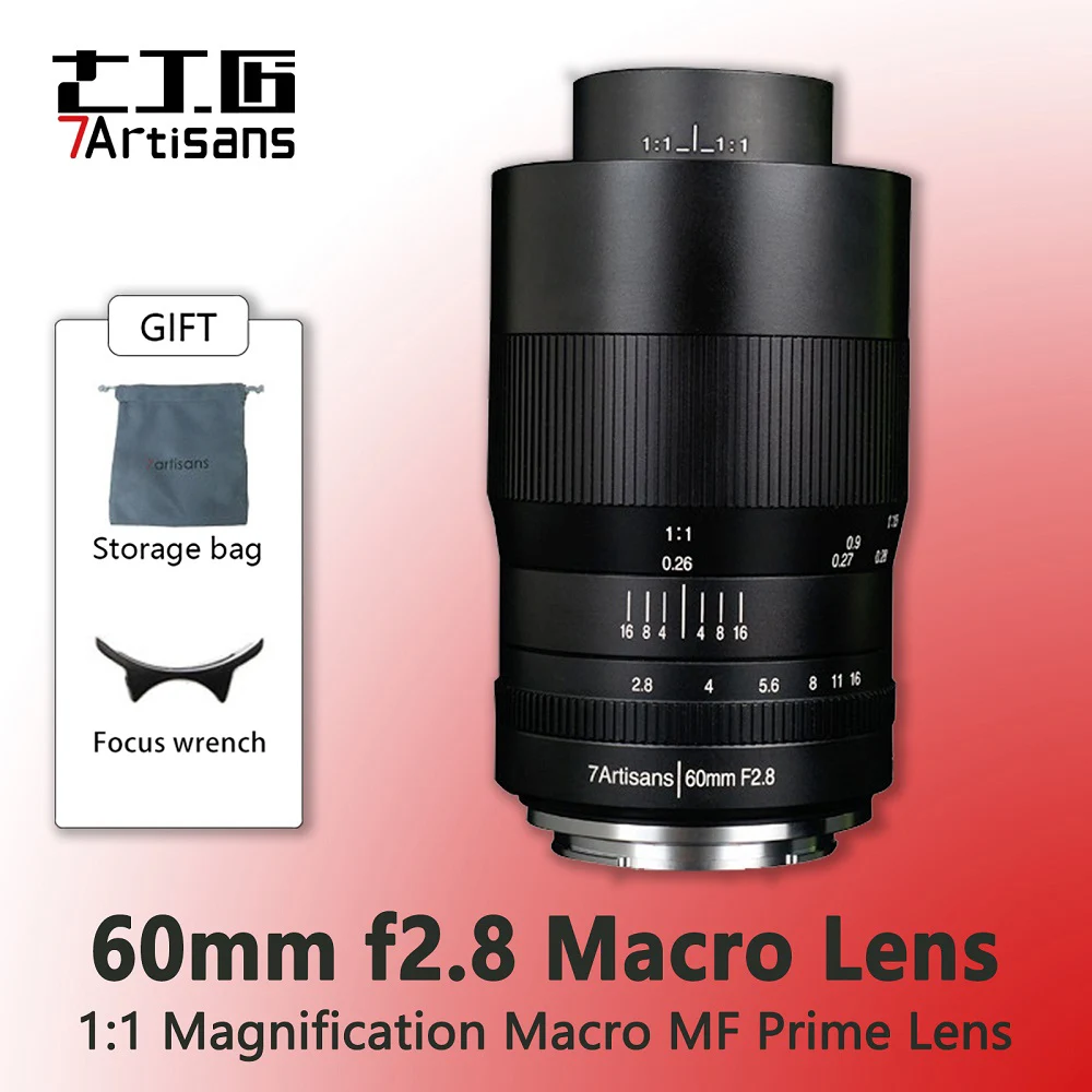 7 Artigiani 60Mm F2.8 1:1 Ingrandimento Macro Prime Lens Dslr Fotocamera Mirrorless Per Canoneos-M Sony E A5000 Fuji Fx Micro 4/3 Epm1