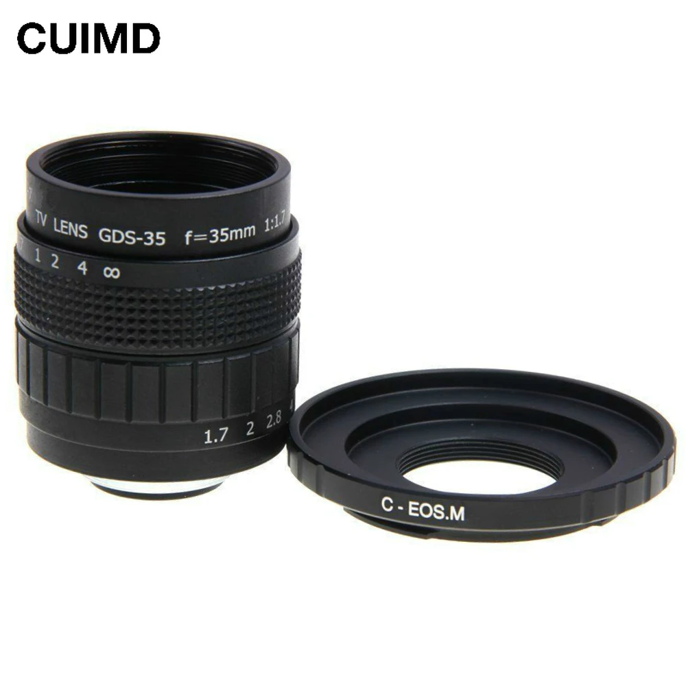 35Mm F1.7 Cctv Film Lens + C Mount To Canon Eos M M2 M3 M5 M6 M10 Mirrorless Camera