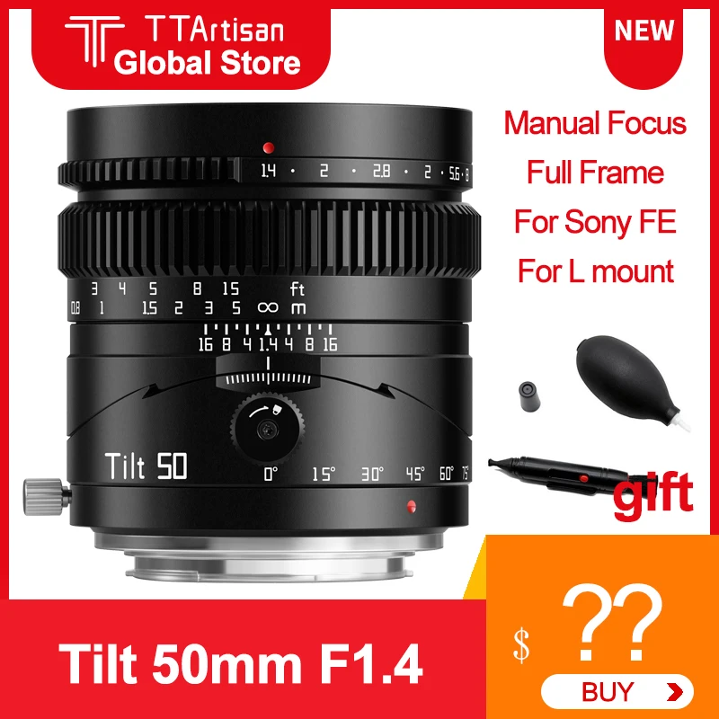 Obiettivo Ttartisan Tilt 50Mm F1.4 Per Sony Fe Leica Panasonic Sigma L Mount Mirrorless Camera Full Frame Mf Portrait Camera Lens
