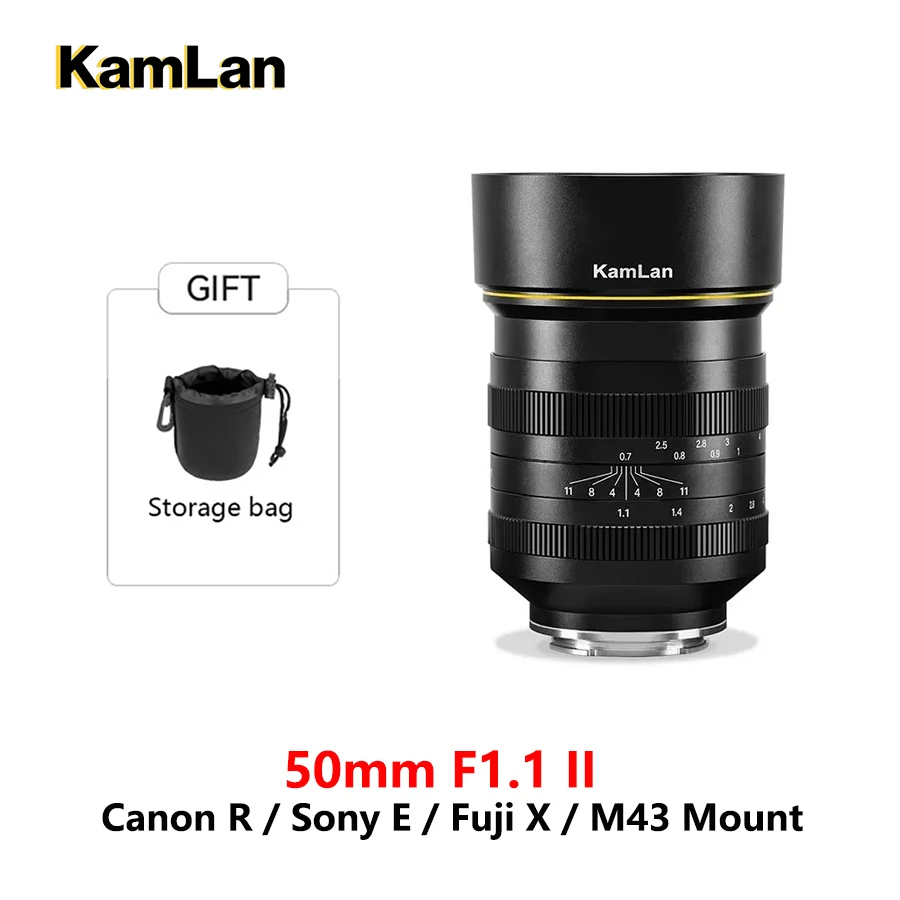 Kamlan 50Mm F1.1 Ii Aps-C Obiettivo Di Messa A Fuoco Manuale Ad Ampia Apertura Per Fotocamere Mirrorless Obiettivo Della Fotocamera Per Canon Sony Fuj