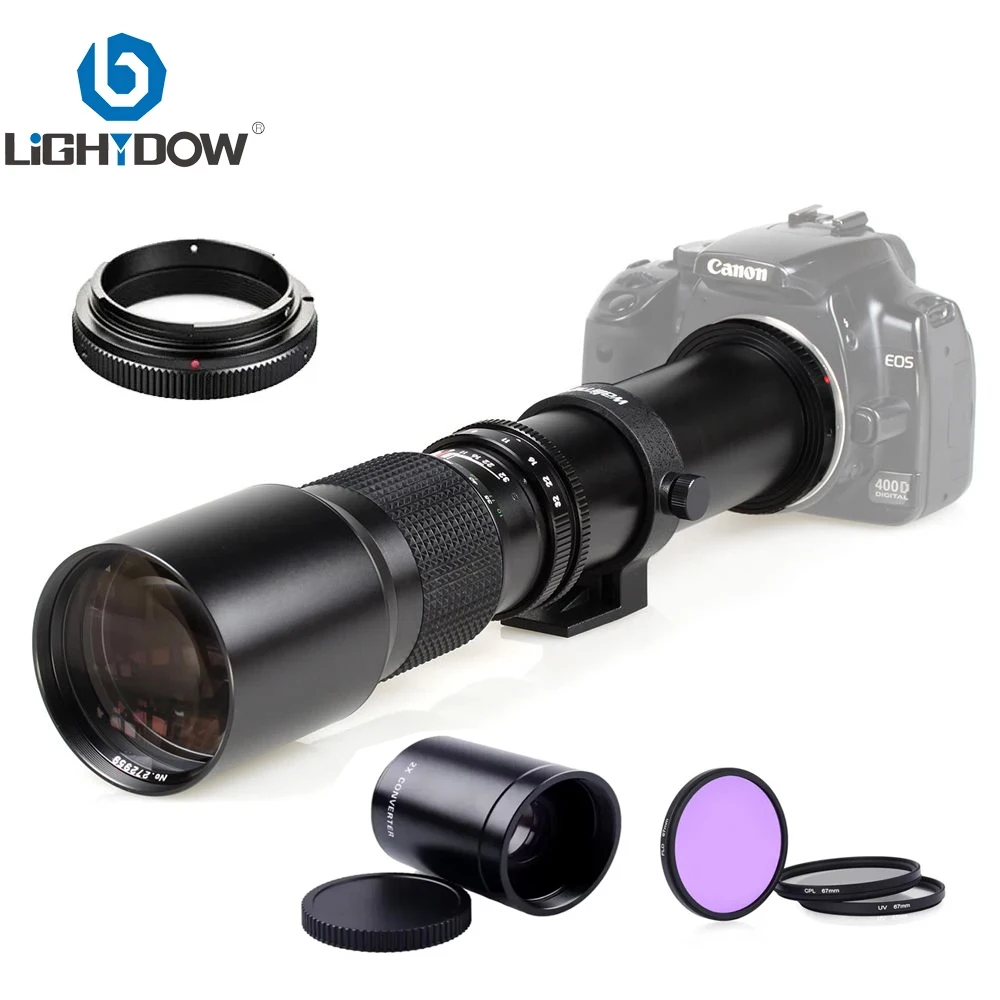 Lightdow 500 1000Mm F8.0 Teleobiettivo Manuale Filtri Obiettivo 67Mm Con Convertitore 2X Per Fotocamere Canon Nikon Sony Pentax Olmpus