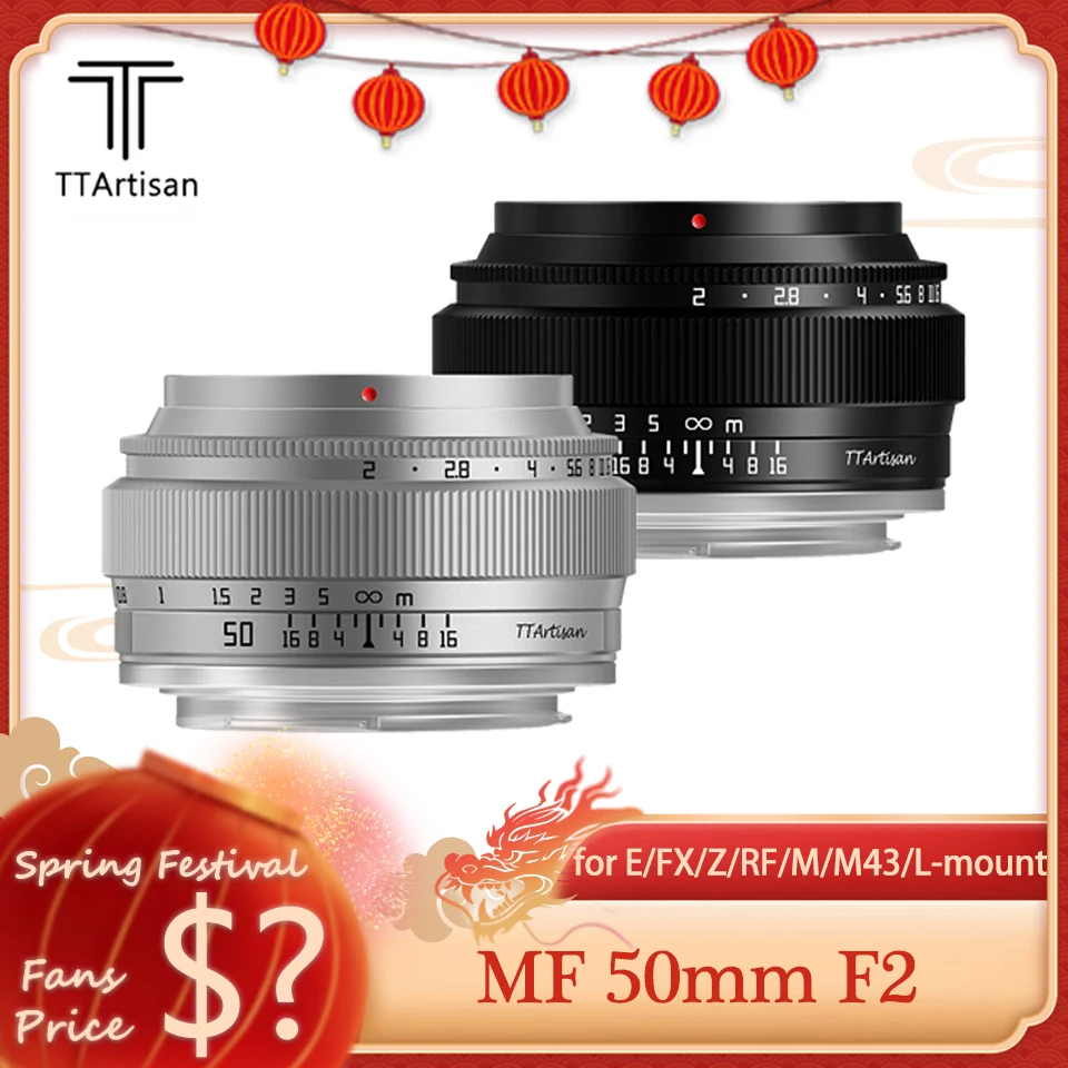 Ttartisan Mf 50Mm F2.0 Standard Lunghezza Focale Full Frame Ritratture Humantity Lens Compatibile Con Sony E Canon Rf Nikon Z
