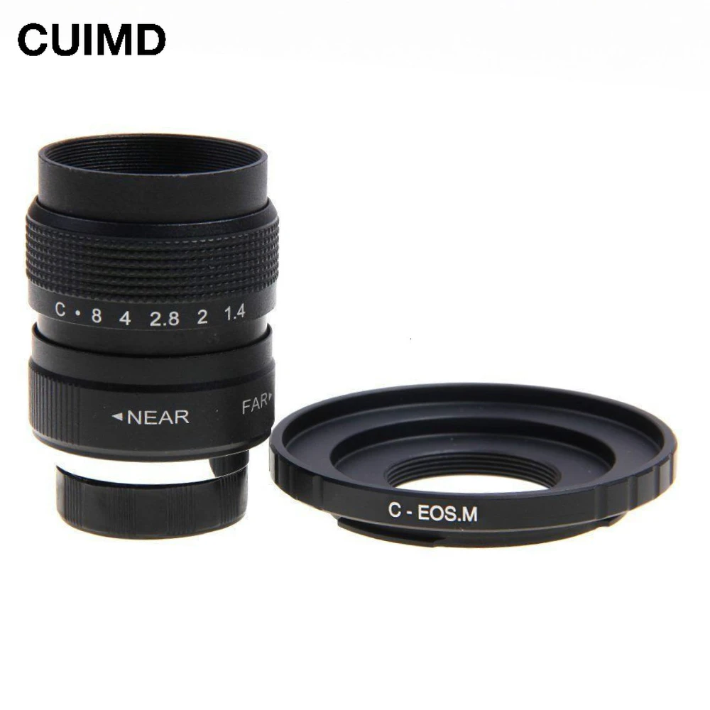 25Mm F1.4 Cctv Movie Lens + C Mount Per Canon Eos M M2 M3 M5 M6 M10 Mirrorless Camera 25F14-C-Eos.M
