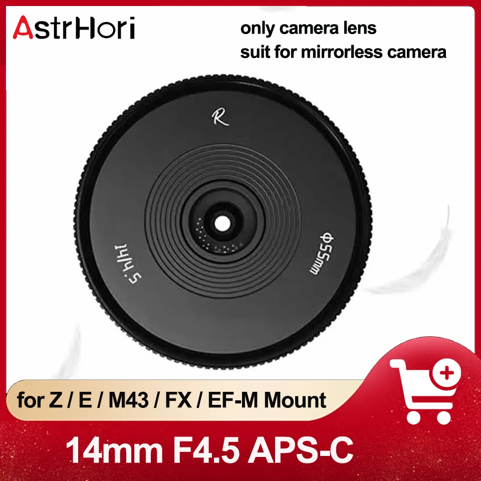 Astrhori 14Mm F4.5 Aps-C Mf Widel Obiettivo Angolare Compatibile Con Sony A7 Fuji X-T100 Canon M50 Nikon Z5 Per Landscape Still Life