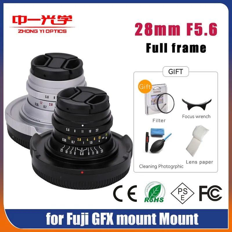 Zhongyi Optcis 28Mm F5.6 Mf Obiettivo Full Frame Grandangolare Per Fuji Fujifilm Mount Come Fuji Gfx100S Gfx100 Gfx50S Gfx50R Gfx50Sii
