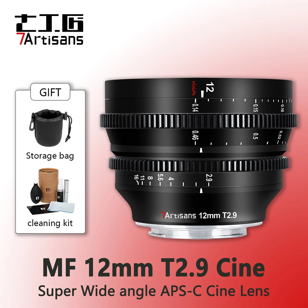 7 Artigiani 7 Artigiani 12Mm T2.9 Vision Aps-C Obiettivo Cinematografico Per Sony E Micro 4/3 Fujiffx Nikon Z Leica Sigma L Obiettivo Per Fotocamera C