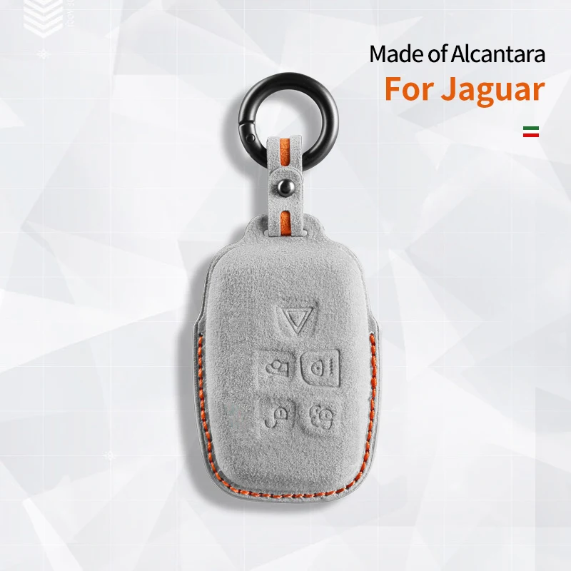 Alcantara Car Key Case Cover Holder Car Key Shell Per Jaguar Jlr Xj Xjl Xf I-Pace E-Pace Portachiavi
