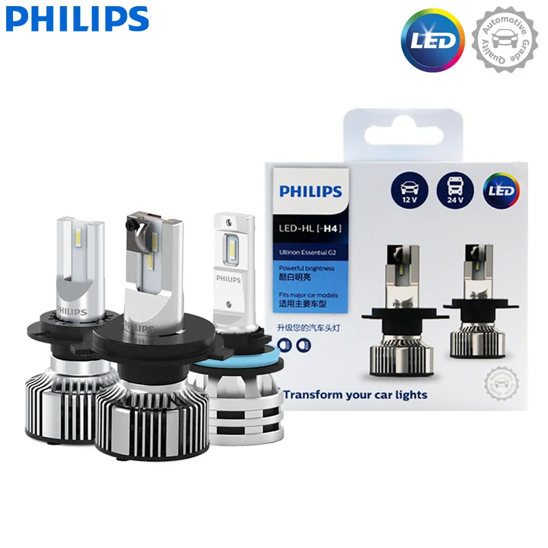 Philips Ultinon Essenziale G2 Led H1 H4 H7 H8 H11 H16 Hb3 Hb4 H1R2 9003 9005 9006 9012 6500K Lampada Auto Della Nebbia (2 Pack)