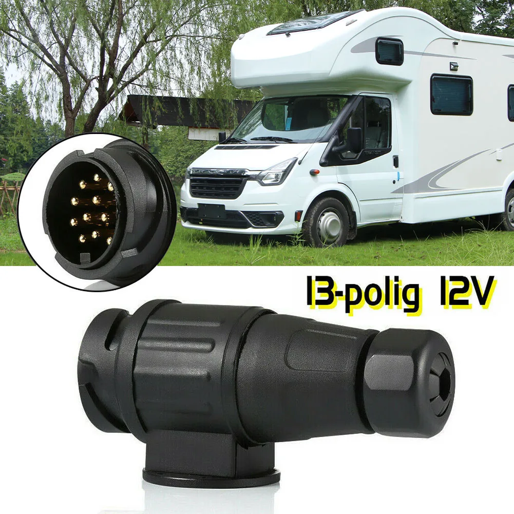 Dc 12V 13 Pin Rimorchio Per Auto Caravan Spina Presa Cablaggio Connettore Adattatore Kit Plastica Nera 13-Pin Spina Per Rimorchio Accessori Per Auto