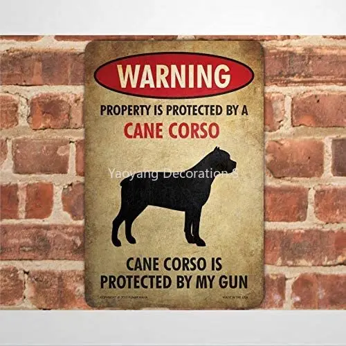 Attenzione Al Cane Corso Funny Metal Sign Metal Signs Wall Decor 8X12 Pollici