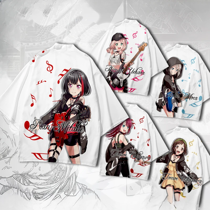 Anime Bang Dream Afterglow Costume Cosplay Ran Mitake Moca Aoba Himari Uehara Tomoe Udagawa Camicia Cardigan Kimono Giapponese