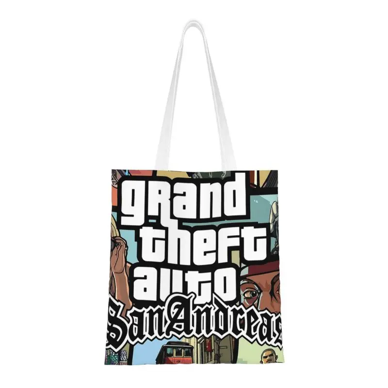 Grand Theft Auto San Andrea Drogheria Shopping Tote Bags Donna Gta V Game Canvas Shoulder Shopper Bag Borse Di Grande Capacità