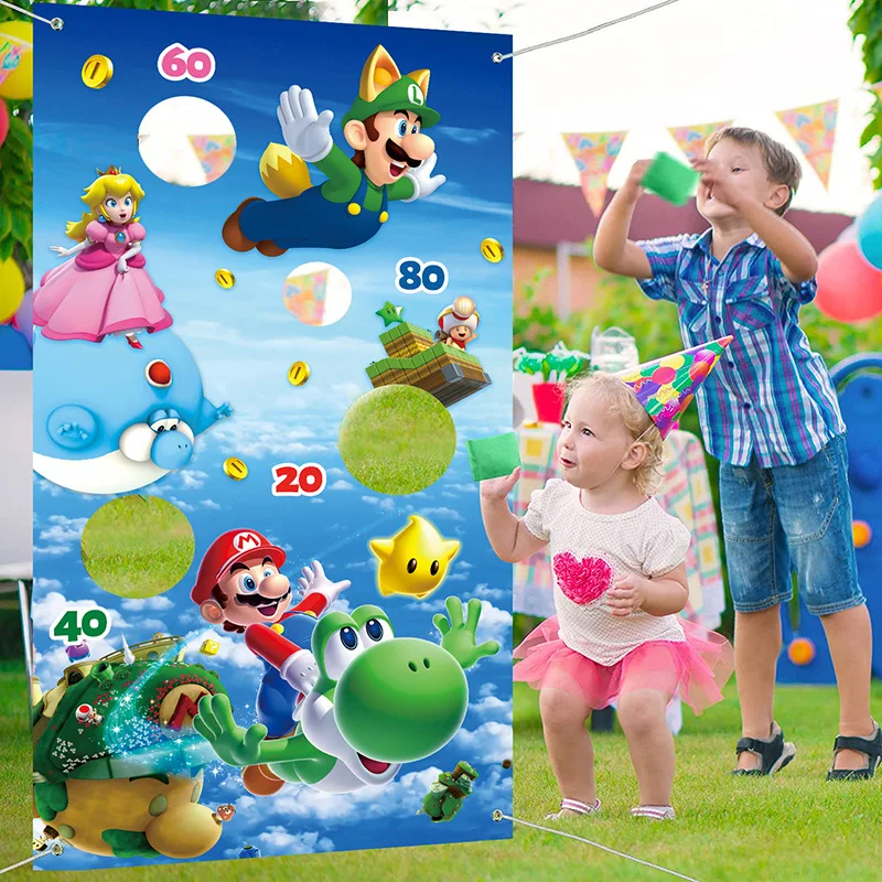 Mario Bros Bean Bag Toss Game Banner Con Bean Bags Gioco Festa Di Compleanno Giochi Decor Ragazzi Sfondo Sfondo Outdoor Yard Game