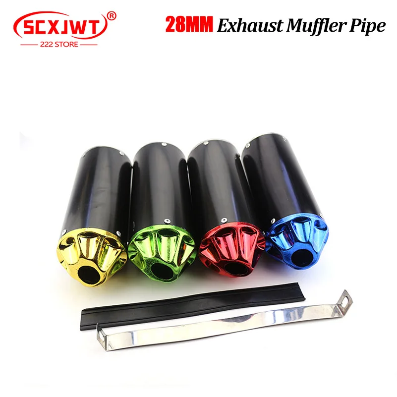 Moto Doppio Scarico Marmitta Punta Tubo 28Mm Per 125 150 160Cc Dirt Pit Bike Atv Nero Bianco Kayo Bse
