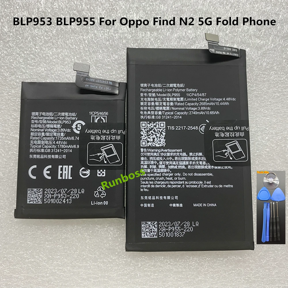 Batteria Blp953 Blp955 Di Alta Qualità Per Oppo Find N2 5G Fold Phone Batteria