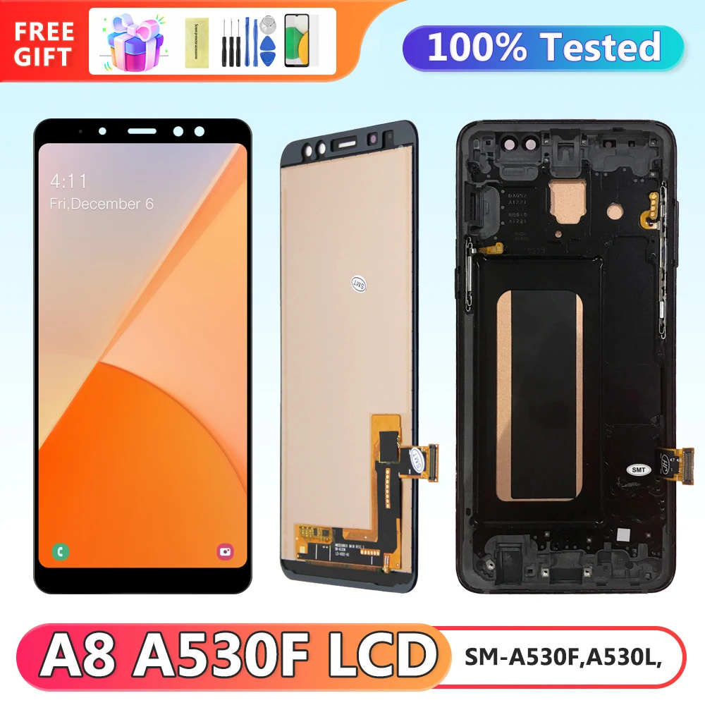 Schermo Tft A530, Per Samsung Galaxy A8 2018 A530 A530F Display Lcd Touch Screen Digitale Con Sostituzione Del Telaio