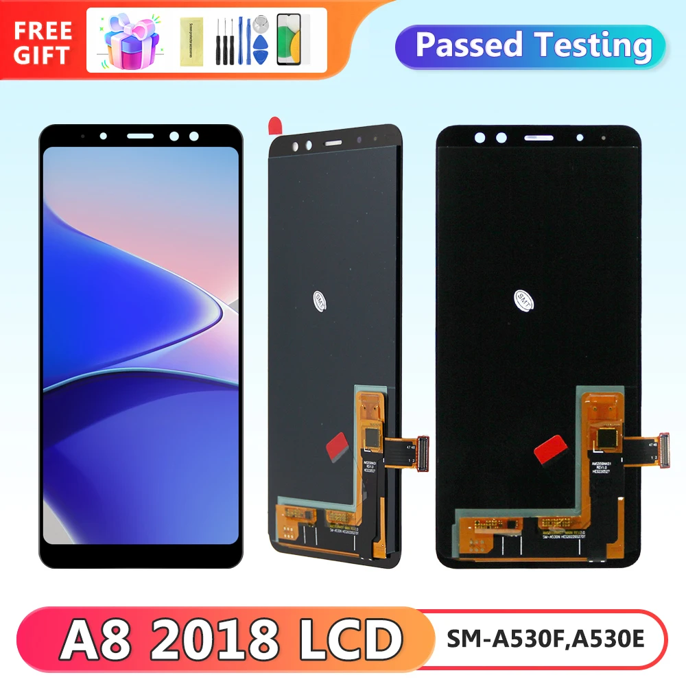Schermo Amoled A530 Con Cornice, Per Samsung Galaxy A8 2018 A530 A530F A530K Display Lcd Sostituzione Touch Screen Digitale