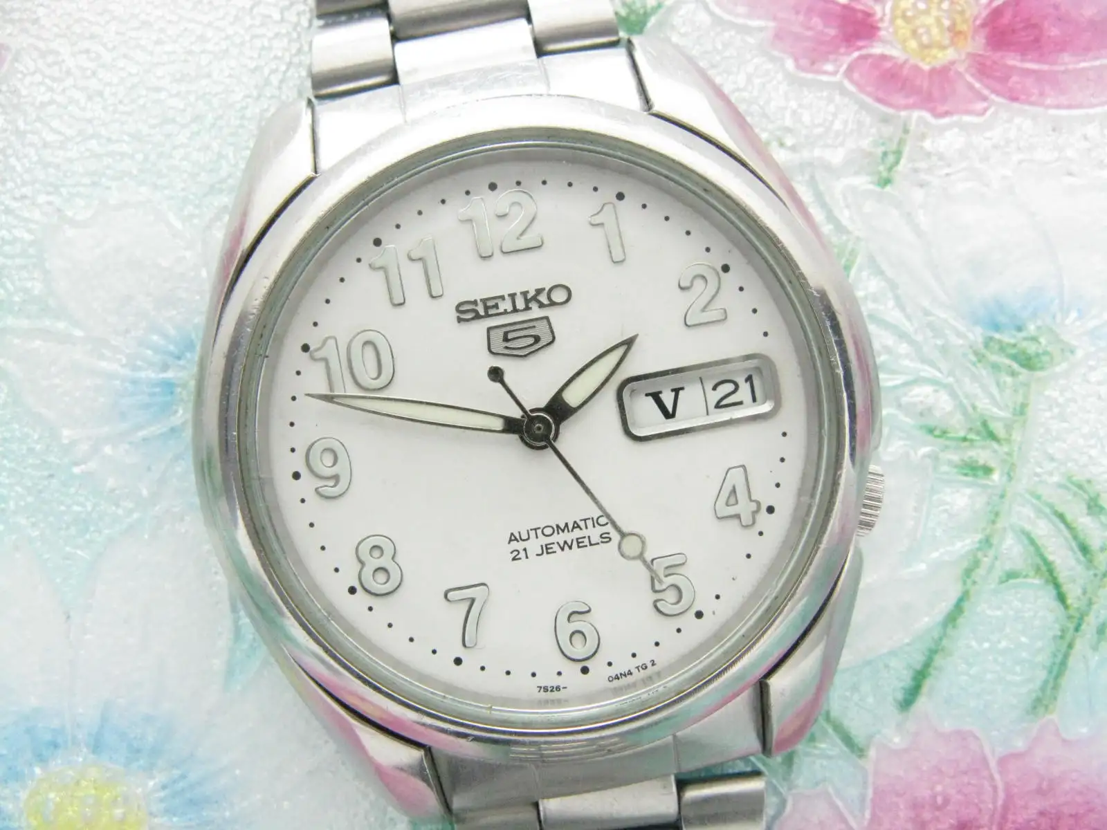 7 S26C Seiko 5 All Digital Lume Scale (Retro Trasparente) Orologio Automatico (Romano + Inglese)
