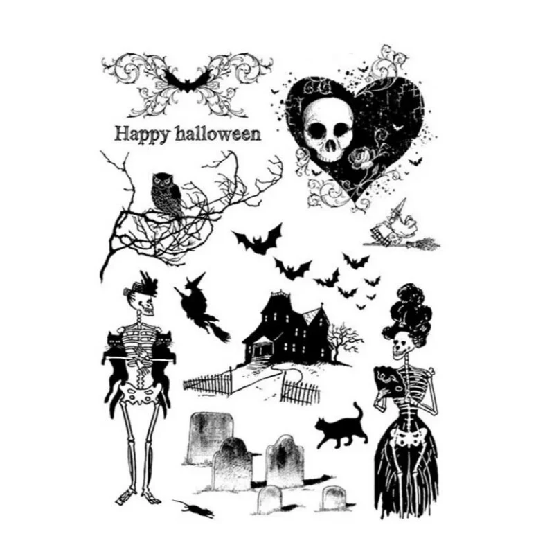 Halloween Skeleton Clear Silicone Stamp Seal Album Fotografico Scrapbooking Fai Da Te Decorativo A8017
