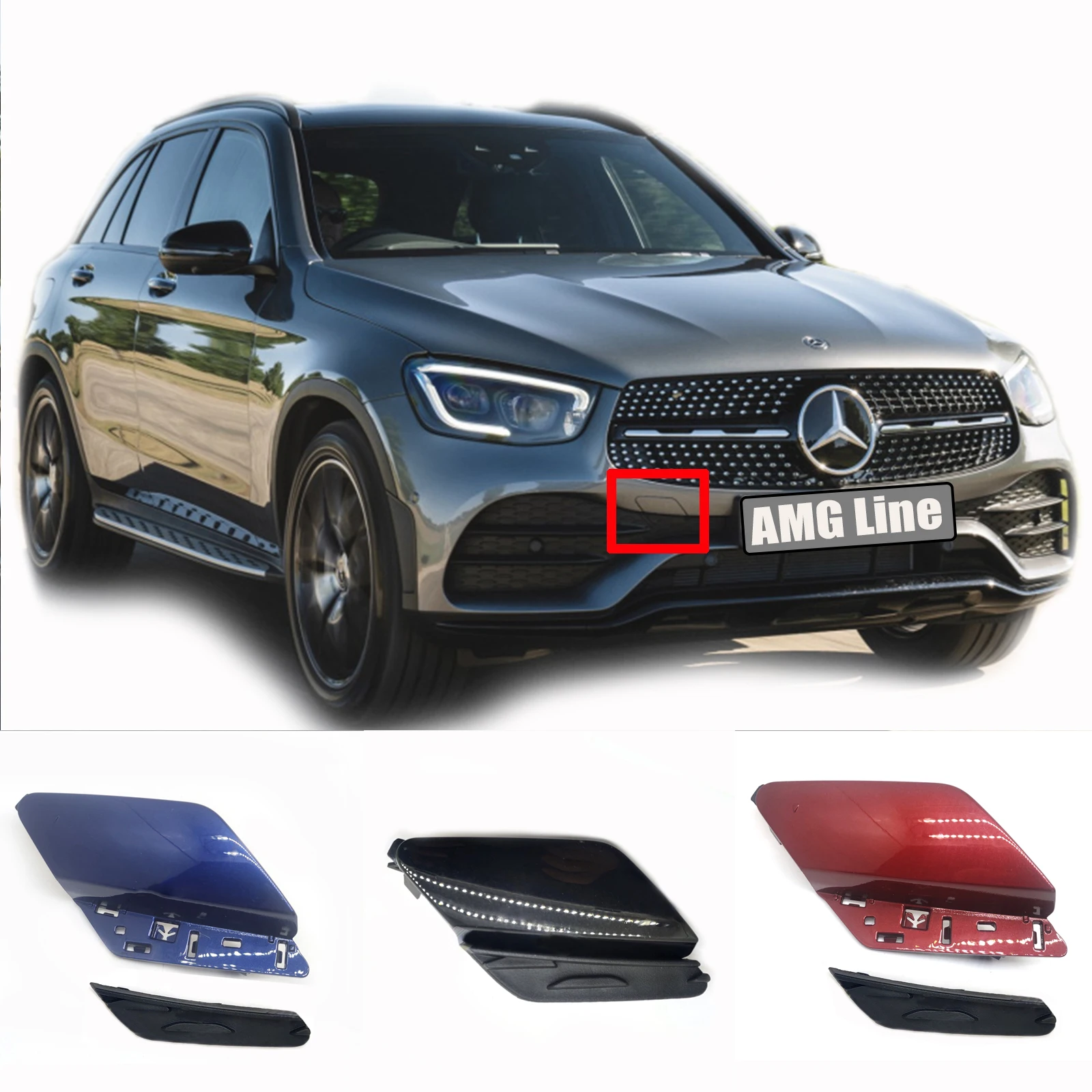 2 In1 Fit 19-21 Mercedes-Benz Glc Amg X253/C253 Coupe 200 220 220D 250 250D 300 350 350D 43 63 Copertura Di Traino Anteriore Muslimah