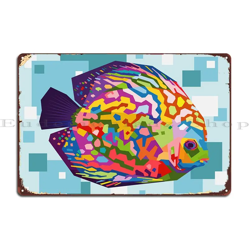 Colorato Discus Fish Metal Sign Wall Pub Designs Wall Cave Garage Wall Decor Tin Sign Poster