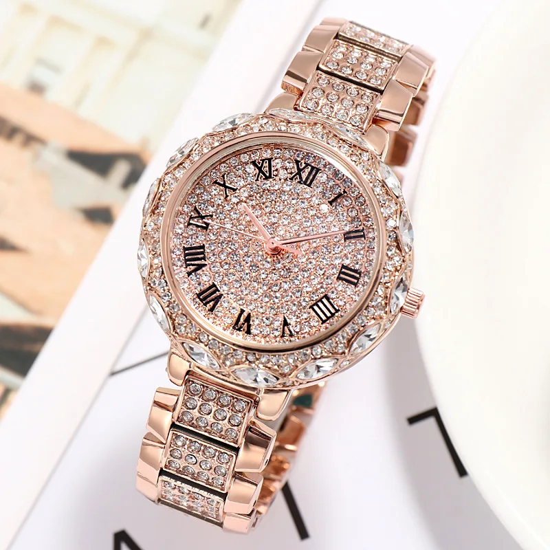 Orologi Classici Di Lusso Ice Out Orologi Da Donna In Oro Rosa Con Diamanti Pieni Per Donna Orologi Da Polso Al Quarzo Reloj Mujer Relógio Feminino