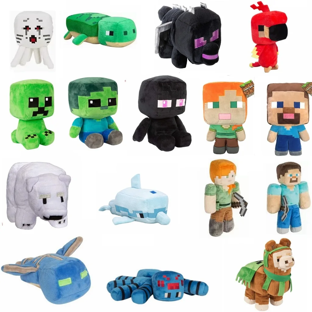 Minecraft Bee Zombie Creeper Peluche Bambola Steve Spider Ghost Skeleto Cotton Stuffe Model Doll Alex Enderman Kids Gift Game Toy