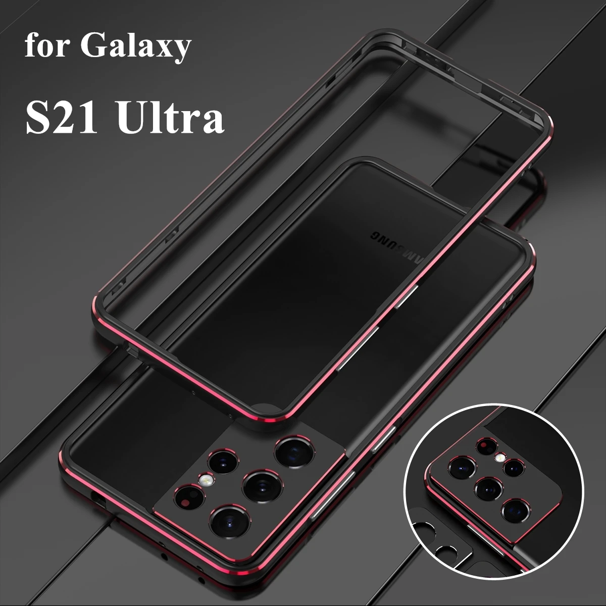 S21 Ultra Luxury Deluxe Paraurti In Alluminio Ultra Sottile Per Samsung Galaxy S21 Ultra S21U S 21 Ultra 5G + 2 Film (1 Anteriore + 1 Posteriore)