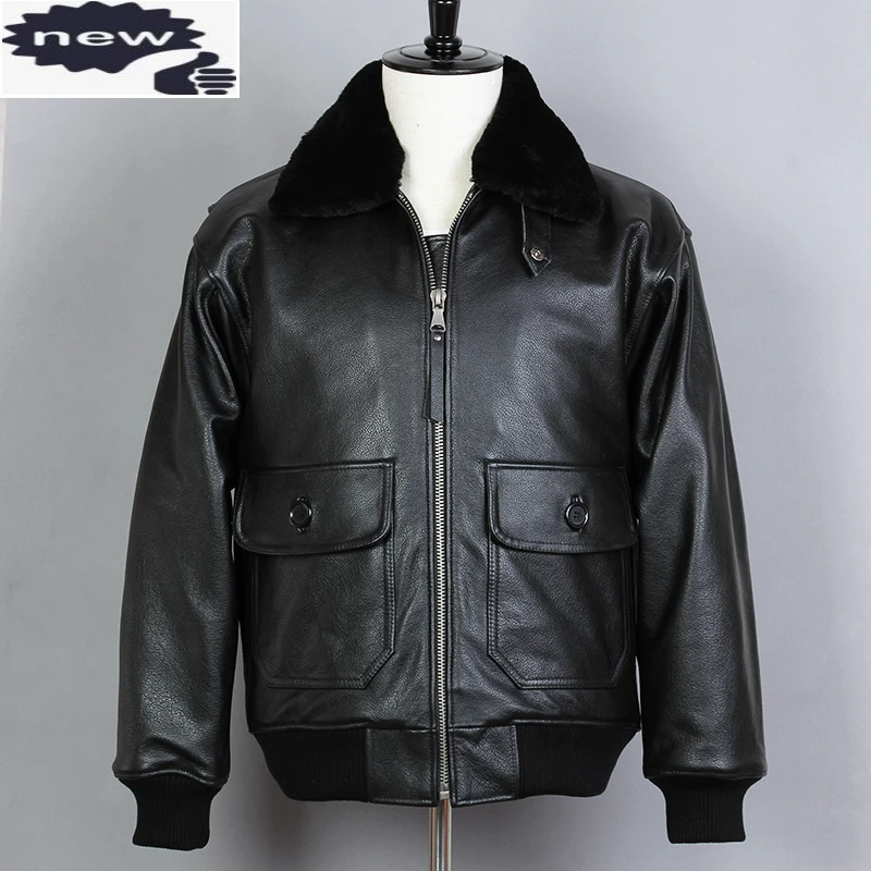Avirex Fly Motociclista In Vera Pelle Da Uomo Cowskin Air Force Flight Giacche G1 Collo Di Pelliccia Bomber Cappotto Invernale