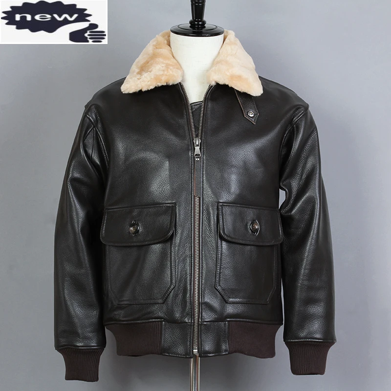 Avirex Fly Fashion Collo Di Pelliccia Da Uomo In Vera Pelle Di Mucca G1 Air Force Flight Bomber Jacket Cappotto Invernale Da Uomo