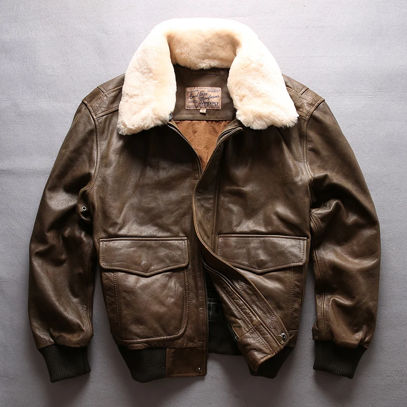 Avirex Fly Air Force B3 Giacca Da Volo Collo Di Pelliccia Giacca In Vera Pelle Uomo Vitello Pelle Bovina Cappotto Invernale Bomber Uomo