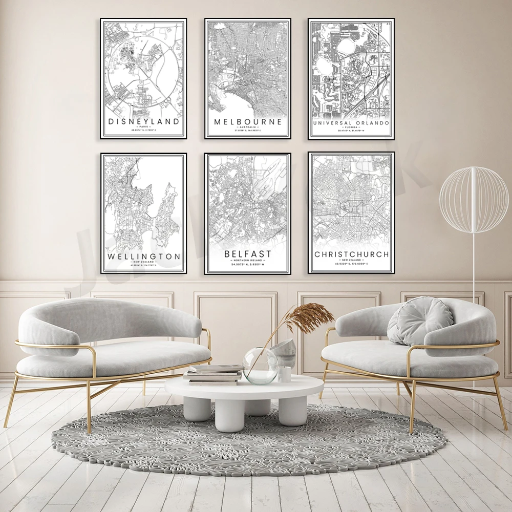 Marseille,Hobart,Melbourne,Las Vegas, London, Auckland, Liverpool, Universal,Wellington Map Print, Atlas Print, Travel Wall Art