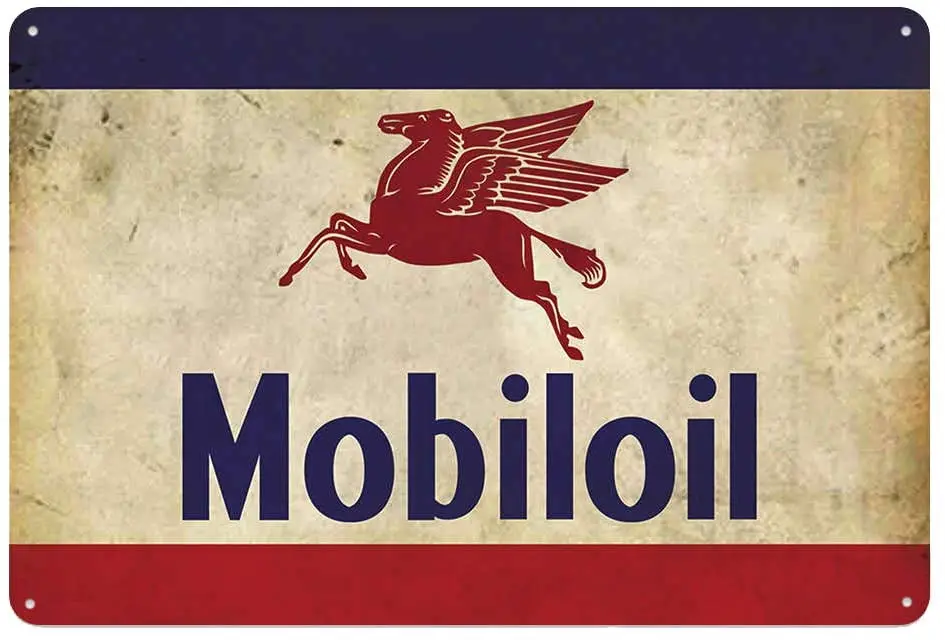 Original Vintage Design Mobil Oil Tin Metal Wall Art Signs, Poster Di Decorazione Della Parete In Banda Stagnata Spessa Per Garage