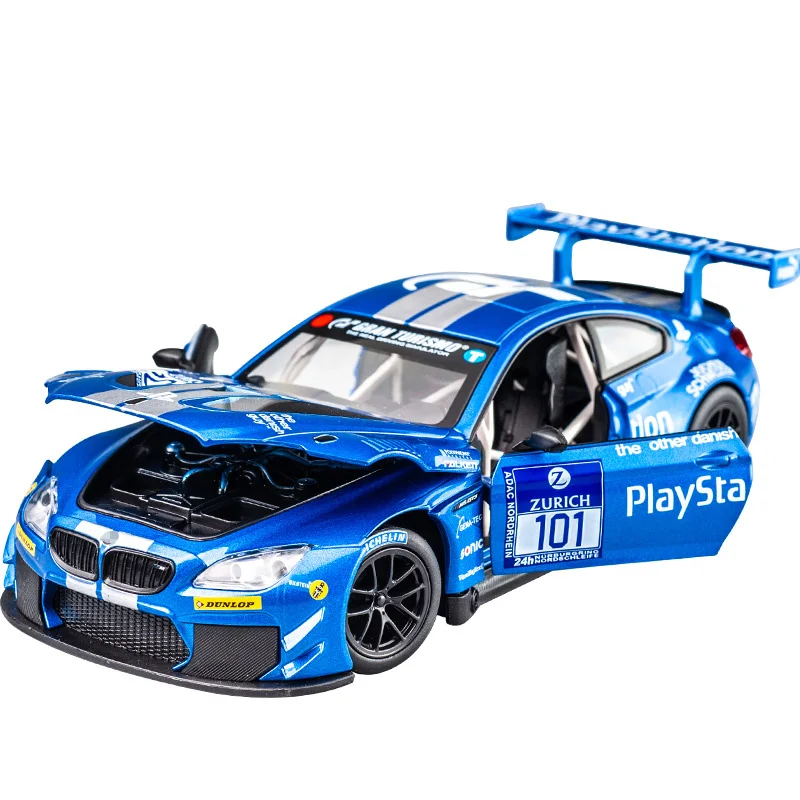 1:24 Bmw M6 M4 Gt3 Dtm Le Mans Ruota Libera High-Gloss Sports Racing Model Toy Diecast Metal Alloy Miniatura Giocattolo Per Bambini F122