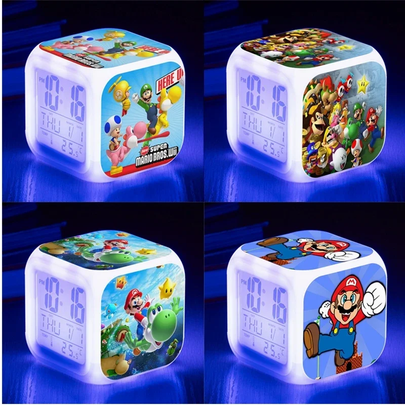 Super Mario Led Colorato Cambia Colore Sveglia Mario Brothers Cartoon Sveglia Bambini Orologio Creativo Regali Di Compleanno