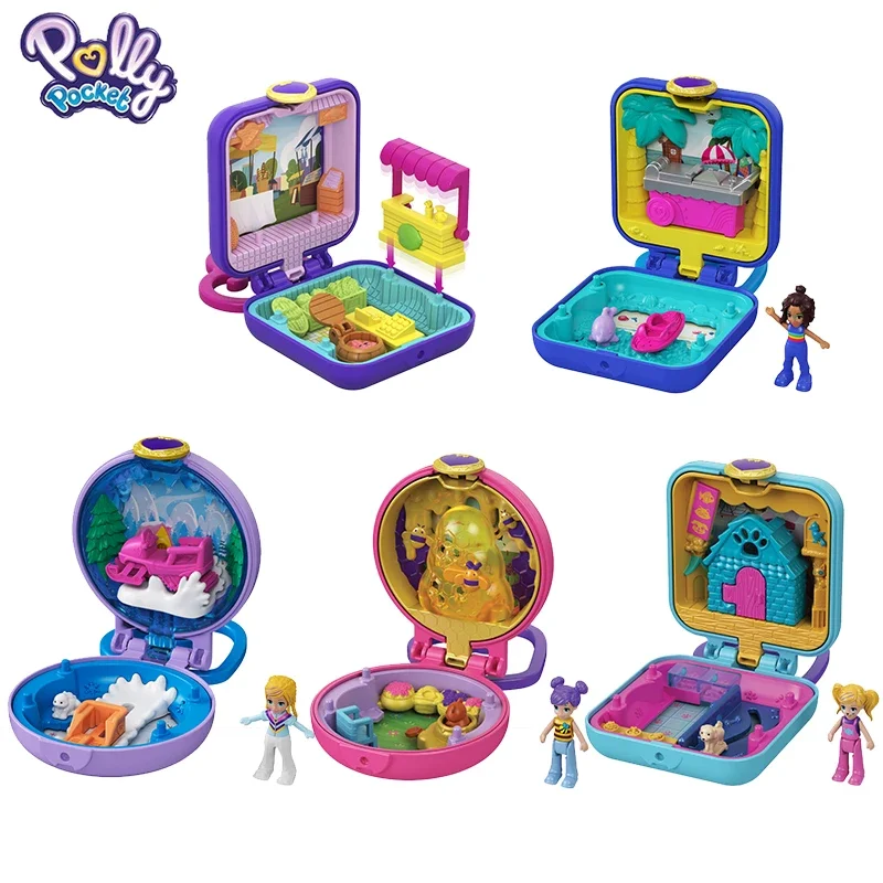 Mini Bambola Originale Polly Pocket Play House Girls Toy Piccola Scatola Del Tesoro Del Mondo Giocattoli Caldi Per Bambini Accessori Micro Paesaggio