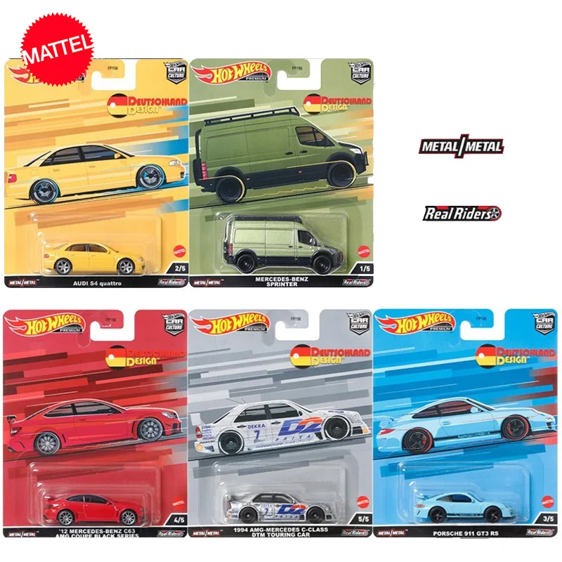 Original Hot Wheels Car Culture Premium Deutschland Design 1/64 Diecast Benz Audi Porsche Voiture Toys For Boys Collection Gift