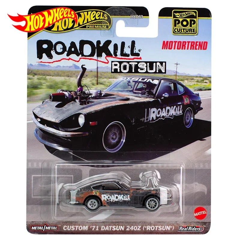 Original Hot Wheels Premium Car Pop Culture Custom 71 Datsun 240Z Rotsun Boys For Toys 1/64 Diecast Roadkill Motorend Carro Gift