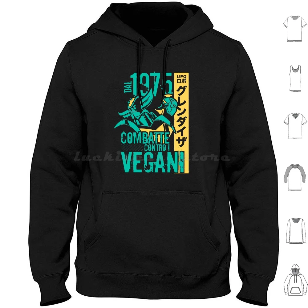 046 Grendizer Vegan Dark Ita Felpa Con Cappuccio Cotone Manica Lunga Ufo Robot Goldrake Ufo Robot Grendizer Ufo Robot Anime Fanart