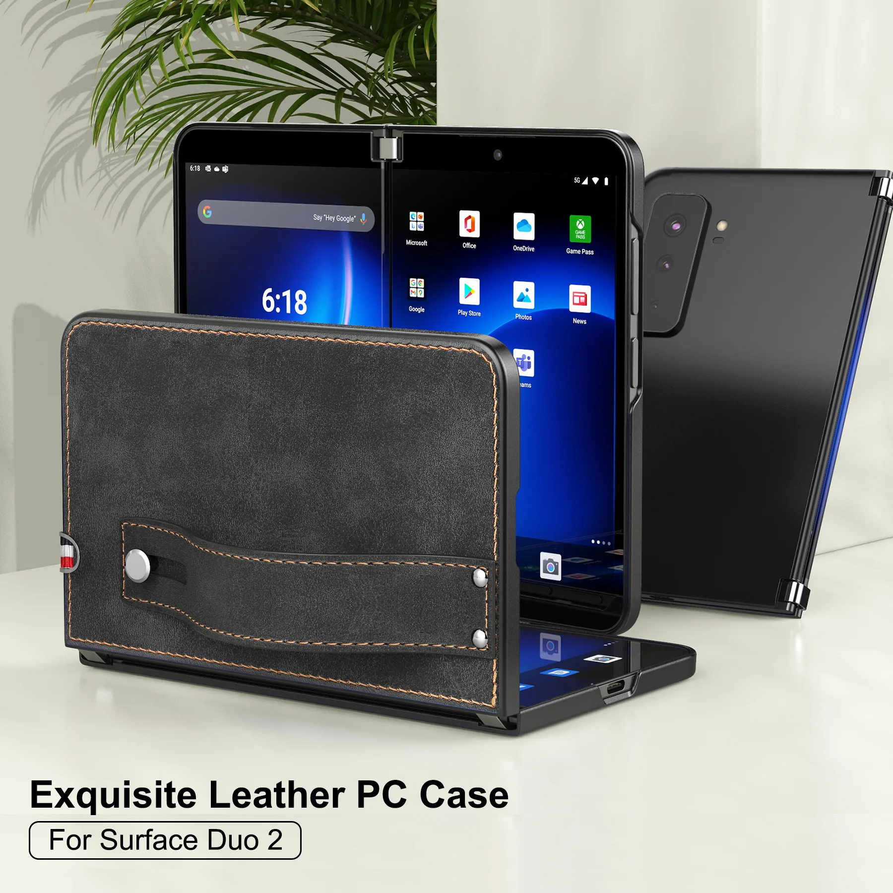 Per Microsoft Surface Duo 2 Custodia Con Cinturino A Mano Custodia Protettiva In Pelle Pu Per Surface Duo 2