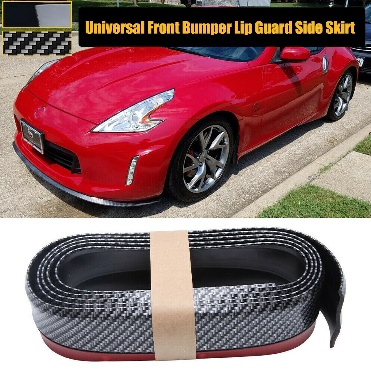 For Nissan 370Z 350Z Universal Front Bumper Lip Guard Rubber Splitter Chin Spoiler Side Skirt Anti Scratch Protect Body Kit Trim