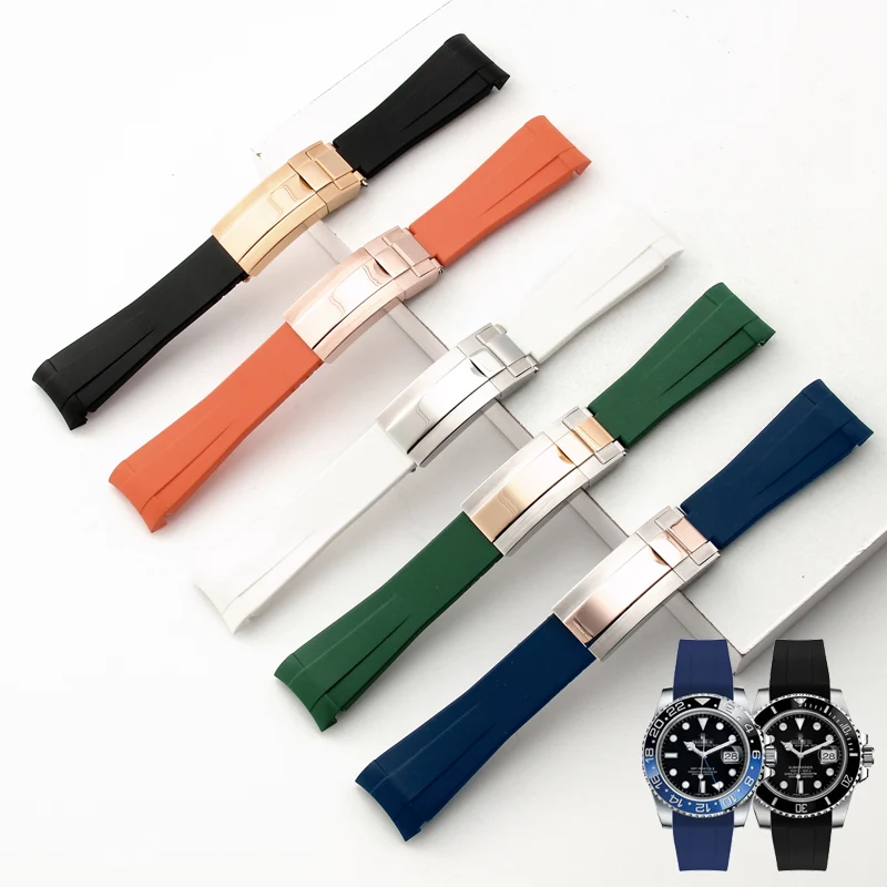 Cinturino Per Orologio In Silicone Con Interfaccia Ad Arco Senza Polvere Per Rolex Submariner Yachtmaster Daytona Green Black Water Ghost Explorer Log