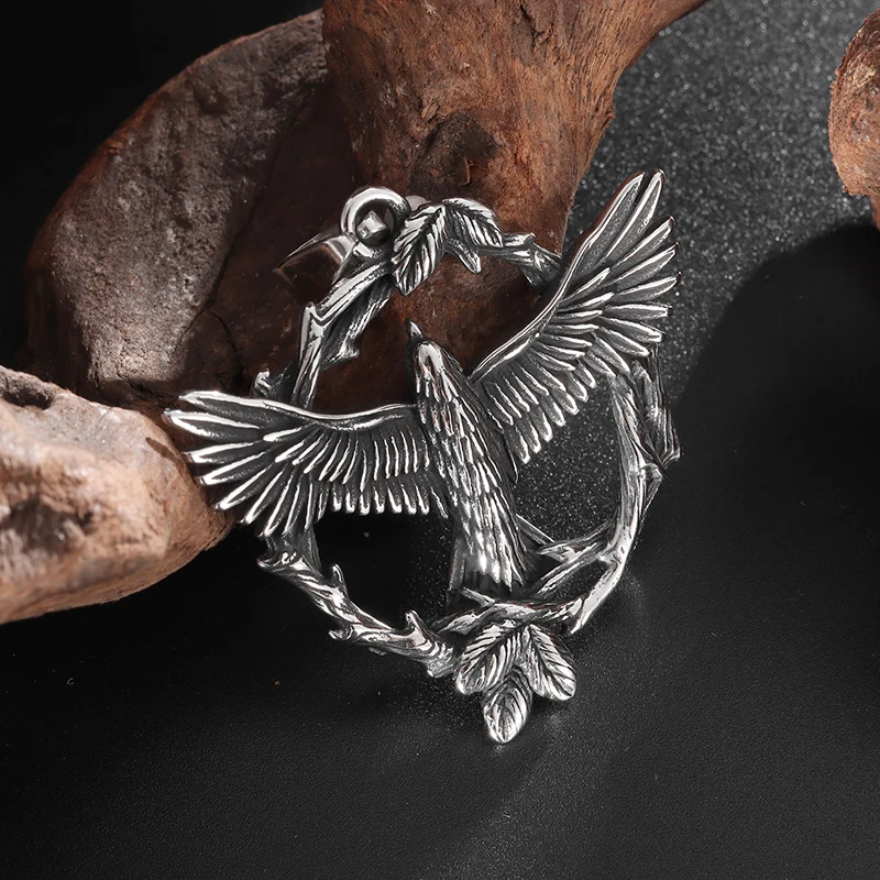 Fashion Retro Eagle Bird Pendant Crow Totem Branch Collana Tendenza Personalità Maschile Nordic Odin Mitological Jewelry
