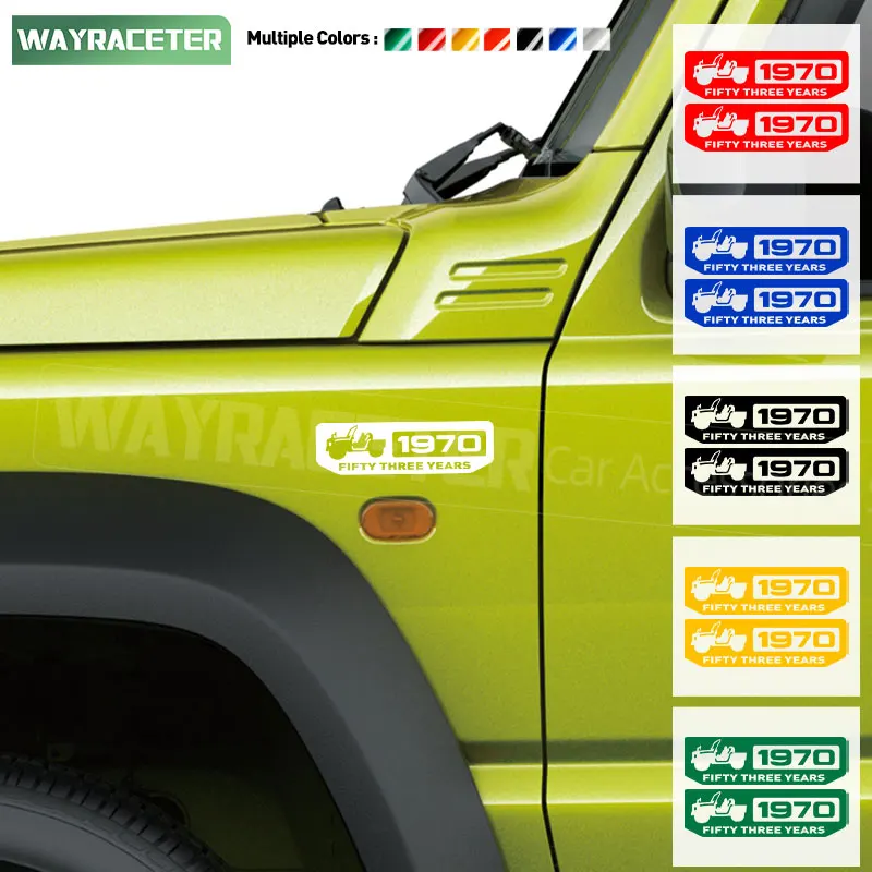 2 Pcs Side Fender Wing Sticker 1970 53Th Anniversary Graphics Vinyl Decal Per Suzuki Jimny 2023 Jb74 Jb43 Jb33 Jb23 Accessori