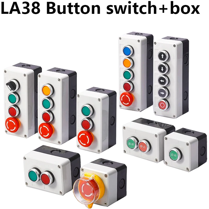 New Button Switch Control Box Plastic Hand-Held Self Starting Button Waterproof Box Electrical Industrial Emergency Stop Switch