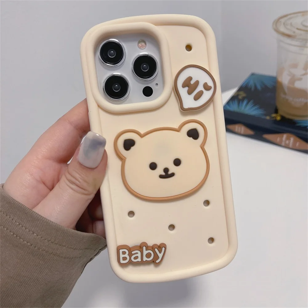 Custodia Per Telefono Coreano Con Orso 3D Carino Per Iphone 15 14 Pro Custodia Per Mac Per Iphone 13 11 12 Pro Max Custodia Protettiva Antiurto Morbid